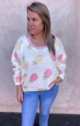Cecilia - Stickad Tröja - Ananas  -Cream  - Nyhet