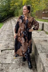 Andrea - Klänning - Animal - Svart-  Nyhet