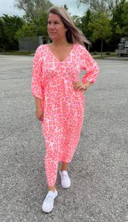 Andrea - Bomullsklänning - Leopard - Fuxia - Nyhet