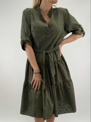Anina - Bomullsklänning - Khaki -  Nyhet