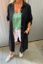 Anja - Skjortklänning i Linne - Svart - Nyhet