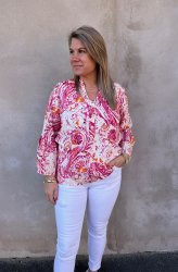 Aya - Blus - Mönster - Cerise- Nyhet
