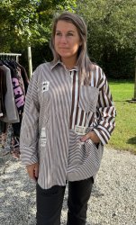 Birch - Oversize Skjorta - Cream/Brun - Nyhet
