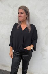 Frida- Blus V-ringad omlott - Svart - Nyhet