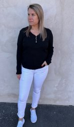Calista - Topp - Spets och knappar -Svart- Nyhet