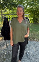 Calla- Blus V-ringad - Khaki- Nyhet