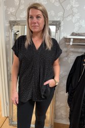 Calla- Blus V-ringad -Glitter/Stenar -  Svart - Nyhet