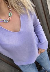Cori- Finstickad tröja - Lavendel  - Nyhet