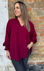 Corinne - Blus V-ringad - Bordo- Nyhet