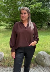 Corinne - Blus V-ringad - Choco - Nyhet