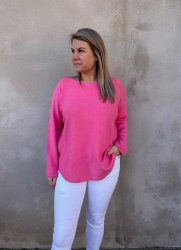 Dagmar - Finstickad tröja - Cerise- Nyhet