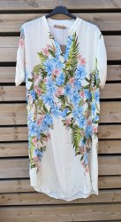Dina - Tunika -Flower  -Beige  - Nyhet