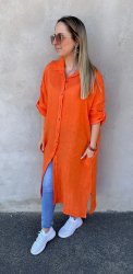 Disa - Skjortklänning i Linne - Orange - Nyhet