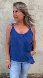 Ellen - Silkeslinne- Blommor - Navy - Nyhet