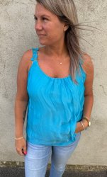 Ellen - Silkeslinne- Blommor - Turkos- Nyhet