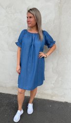 Elsa - Jeansklänning med resår-  Mörk Denim- Nyhet