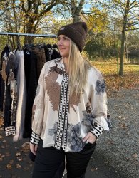 Elva- Blus- Flower/Leopard - Beige- Nyhet