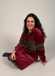 Emily - Velourklänning - Bordo/Leo - Nyhet