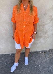 Emma - Blus - Mönster - Orange  - Nyhet