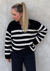 Gail - Strikket sweater - Stribet - Sort - Ny