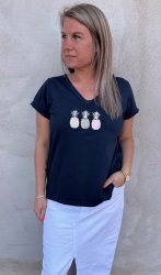 Gemma - Tshirt - Ananas - Navy - Nyhet