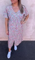 Gina - Klänning - Blommor - Cream/Multi - Nyhet