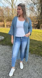 Hailey - Virkad Kofta lång - Denim - Nyhet