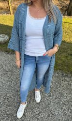 Hailey - Virkad Kofta lång - Denim - Nyhet