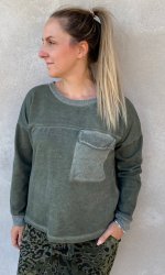 Ida - Sweater med lomme - Khaki - Ny