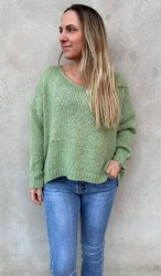 Ilione - Stickad tröja -  Grön - Nyhet