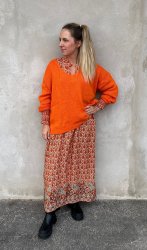 Ilione - Stickad tröja - Orange - Nyhet