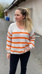 Ilione - Strikket sweater - Stribet - Orange - Nyhed