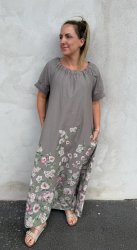 Gia - Klänning - Flower - Taupe -  Nyhet