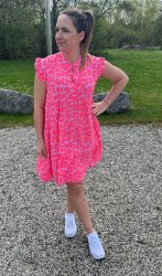 Jacy - Klänning - Leopard - Fuxia/Orange -  Nyhet