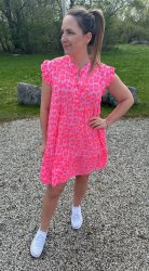 Jacy - Klänning - Leopard - Fuxia/Orange -  Nyhet