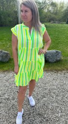 Jacy - Klänning - Randig  - Grön/Gul -  Nyhet