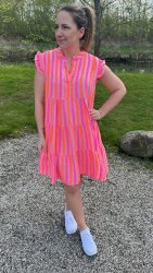 Jacy - Klänning - Randig  - Fuxia Fluo -  Nyhet