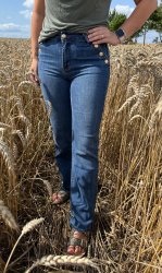 Mickan - Jeans - Guldiga knappar - Mörk denim - Nyhet