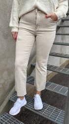 Jenna - Jeans - Flare - Tvättad Beige- Nyhet