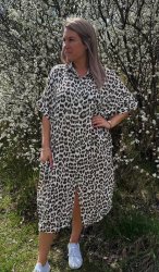 Stacey - Skjortklänning- Leopard -Brun/Cream-  Nyhet