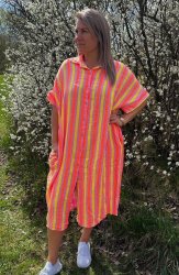 Stacey - Skjortklänning- Randig - Violet/Orange-  Nyhet