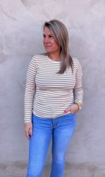 Josiane - Topp - Randig - Beige- Nyhet