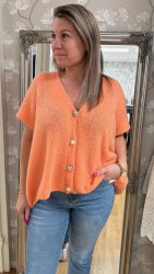 Josse - Stickad väst - Orange - Nyhet