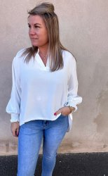 Julia - Blus V-ringad -Vit- Nyhet