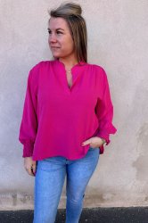 Julia - Blus V-ringad - Cerise - Nyhet