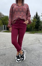 Kalie - Byxor med Knyt  - Bordo  - Nyhet