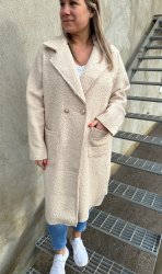 Rut - Teddyjacka Lång - Beige- Nyhet