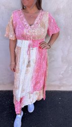Yasmin - Klänning -  Mönster - Rosa/Beige - Nyhet