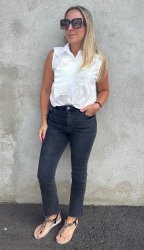 Tina - Jeans mini flare - Grå - Nyhet