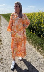 Leah - Klänning - Mönster -Orange- Nyhet